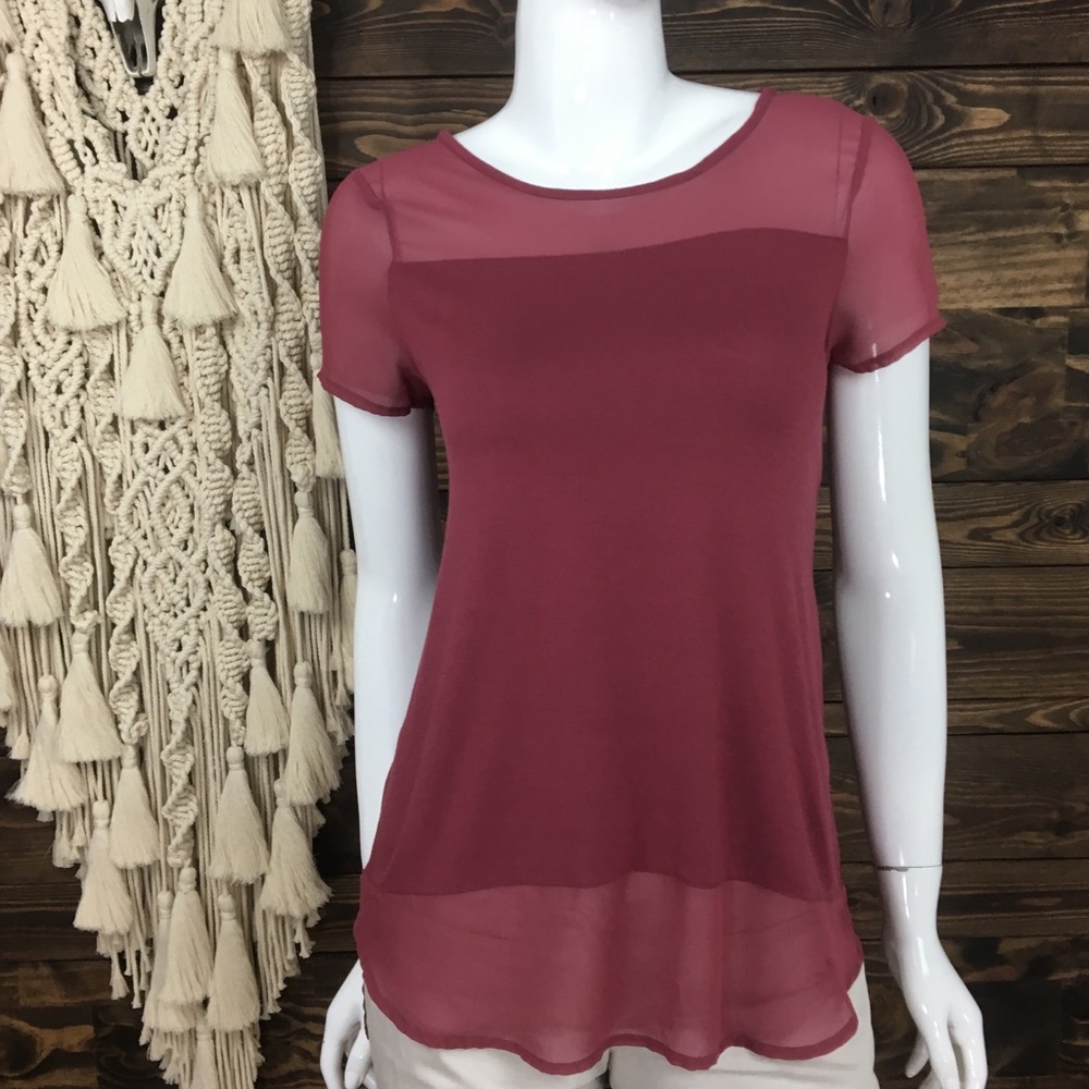 Vince Camuto | Sheer Split Side Hemline Tee Top